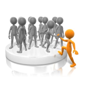 Figure Helping Up Friend PowerPoint clipart graphic preview.