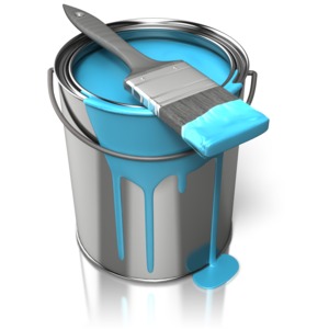 Paint Can With Brush PowerPoint clipart graphic preview.