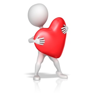 Stick Figure Holding Heart PowerPoint clipart graphic preview.