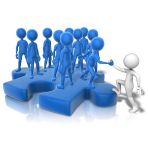 Join The Puzzle Crowd PowerPoint clipart graphic preview.
