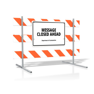 Standing Road Sign Blank Text Customizable PowerPoint clipart graphic preview.