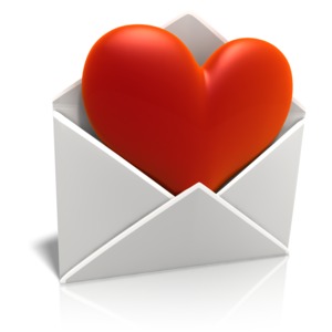 Sending Love Envelope PowerPoint clipart graphic preview.