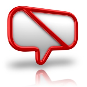 No Talking Sign PowerPoint clipart graphic preview.