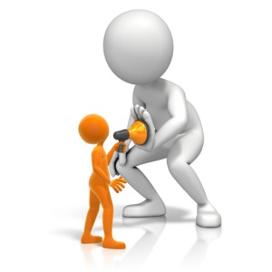 Figure Being Quieted PowerPoint clipart graphic preview.