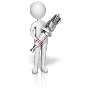 Stick Figure Spark Plug PowerPoint clipart graphic preview.