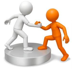 Figure Helping Up Buddy PowerPoint clipart graphic preview.