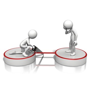 Stick Figure Cutting Ties PowerPoint clipart graphic preview.