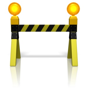 Road Block Caution Lights PowerPoint clipart graphic preview.