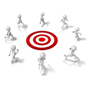 Group Running To Target PowerPoint clipart graphic preview.