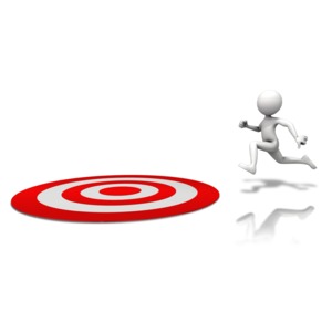 Figure Running To Target PowerPoint clipart graphic preview.