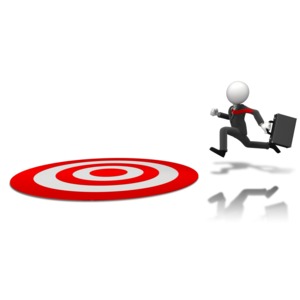 Businessman Running To Target PowerPoint clipart graphic preview.