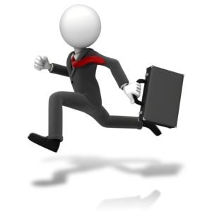 Businessman Running Suit PowerPoint clipart graphic preview.
