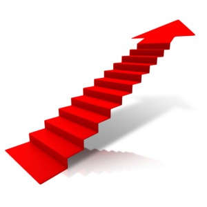 Steps Climbing Up Arrow PowerPoint clipart graphic preview.