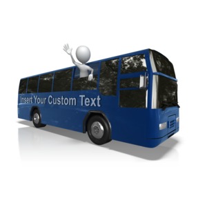 Stick Figure Bus Trip Customizable PowerPoint clipart graphic preview.