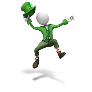 Stick Figure Leprechaun Jumping PowerPoint clipart graphic preview.