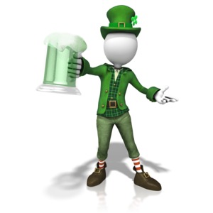 Stick Figure Leprachaun Cheers PowerPoint clipart graphic preview.