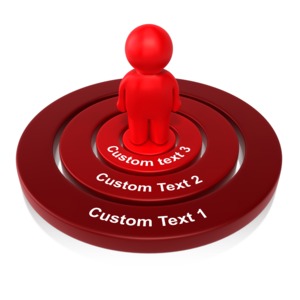 Stick Figure On Bullseye Text Customizable PowerPoint clipart graphic preview.