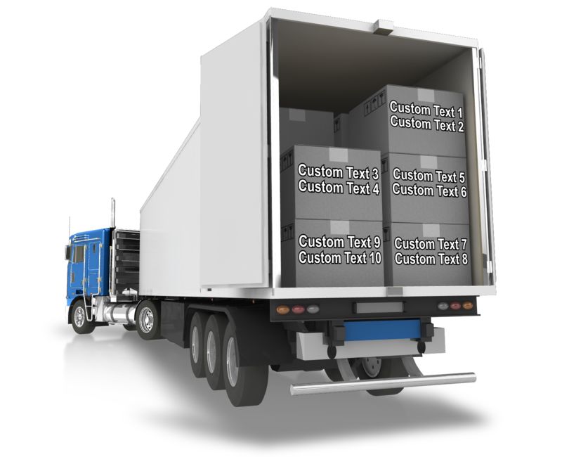 High-resolution customizable clipart of Semi Trailer Backup Boxes Text, designed for global supply chain management, commercial freight logistics, and enterprise distribution operations.