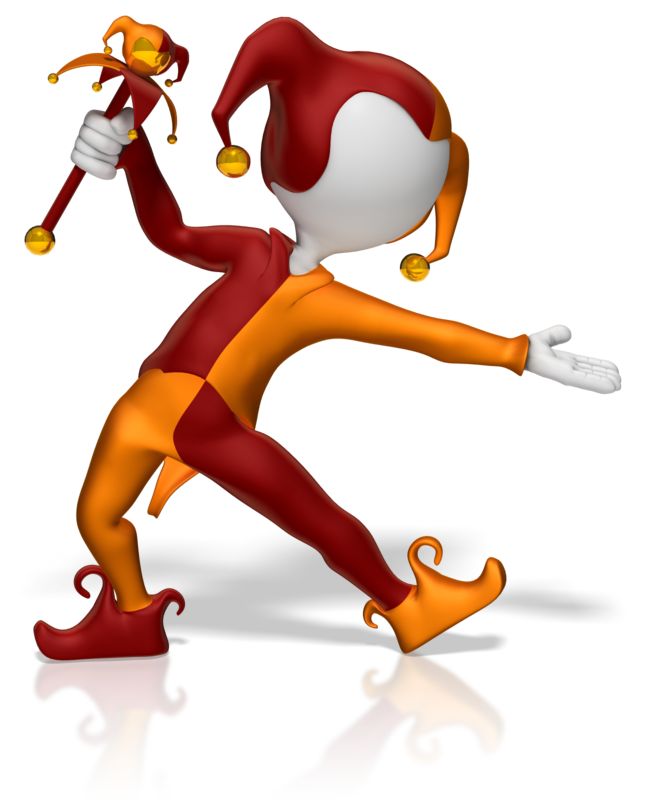 High-resolution clipart illustration of Jester Presenter, designed for digital podcast broadcasting, multimedia content creation, and live entertainment event promotions.