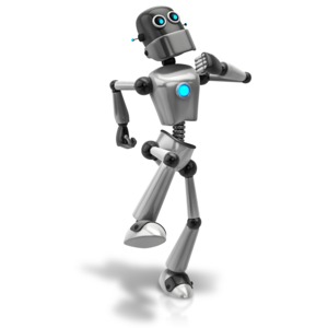 Retro Robot Happy Walk PowerPoint clipart graphic preview.