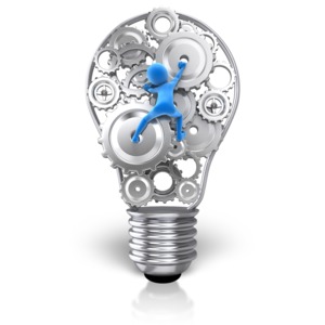 Reaching For That Idea PowerPoint clipart graphic preview.