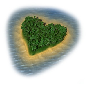 Heart Island PowerPoint clipart graphic preview.