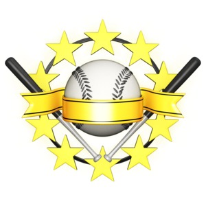 Baseball Star Banner PowerPoint clipart graphic preview.