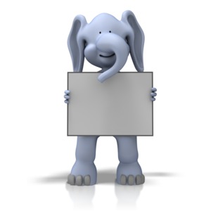 Elephant With Sign PowerPoint clipart graphic preview.