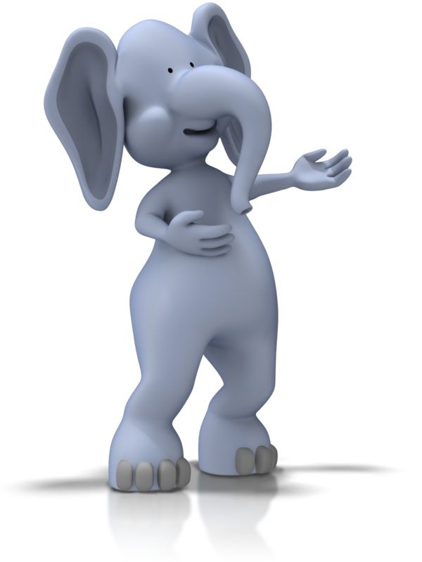 High-resolution clipart illustration of Elephant Presenting, designed for environmental education decks, outdoor recreation marketing, and conservation awareness campaigns.