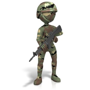Military Figure Camo Gun PowerPoint clipart graphic preview.