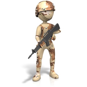 Military Figure Desert Camo Gun PowerPoint clipart graphic preview.