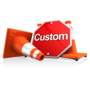 Custom Sign With Traffic Cones Customizable PowerPoint clipart graphic preview.