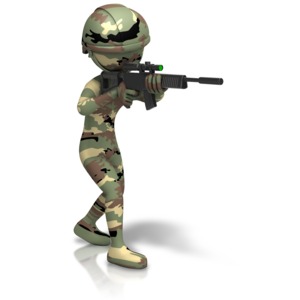 Camo Figure Holding Gun PowerPoint clipart graphic preview.
