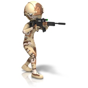 Desert Camo Figure Holding Gun PowerPoint clipart graphic preview.