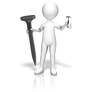 Stick Figure Wrong Tool PowerPoint clipart graphic preview.
