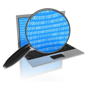 Computer Magnifying Glass PowerPoint clipart graphic preview.