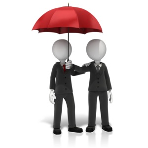 Business Figures Umbrella PowerPoint clipart graphic preview.