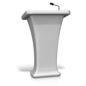 Single Podium Microphone PowerPoint clipart graphic preview.