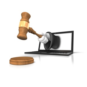 Online Justice Gavel PowerPoint clipart graphic preview.