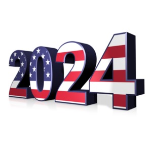 2024 American Flag Text - Customizable PowerPoint clipart graphic preview.