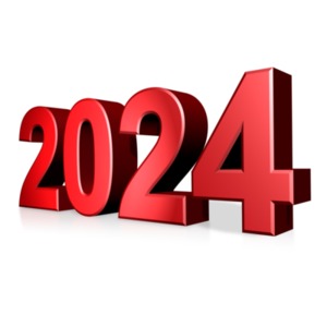 2024 Colored Year Text - Customizable PowerPoint clipart graphic preview.