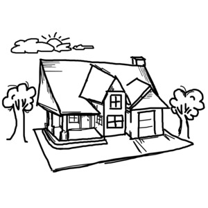 House Sky Sketch PowerPoint clipart graphic preview.