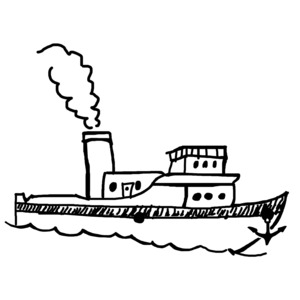 Single Boat Sketch PowerPoint clipart graphic preview.