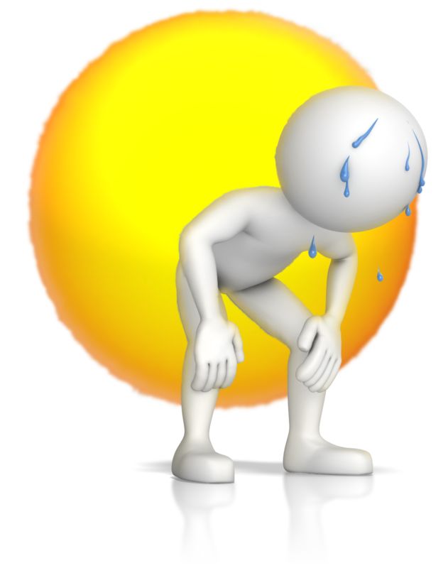 High-resolution clipart illustration of Exhausted Figure In The Sun, designed for environmental education decks, outdoor recreation marketing, and conservation awareness campaigns.