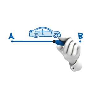 Hand Drawing Car A To B PowerPoint clipart graphic preview.