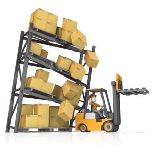 Careless Forklift Crash PowerPoint clipart graphic preview.