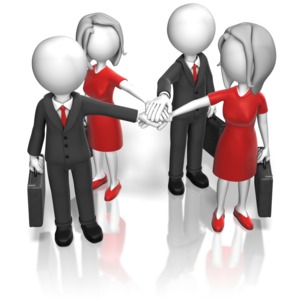 Business Team Huddle PowerPoint clipart graphic preview.