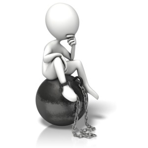 Thinking On Large Weight PowerPoint clipart graphic preview.