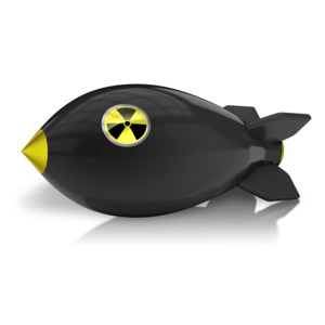 Radioactive Bomb On Ground PowerPoint clipart graphic preview.