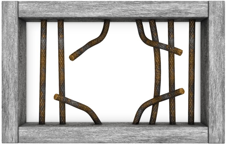 High-resolution clipart illustration of Jail Window Bars Broken, designed for corporate social responsibility initiatives, diversity and inclusion training, and non-profit community advocacy.